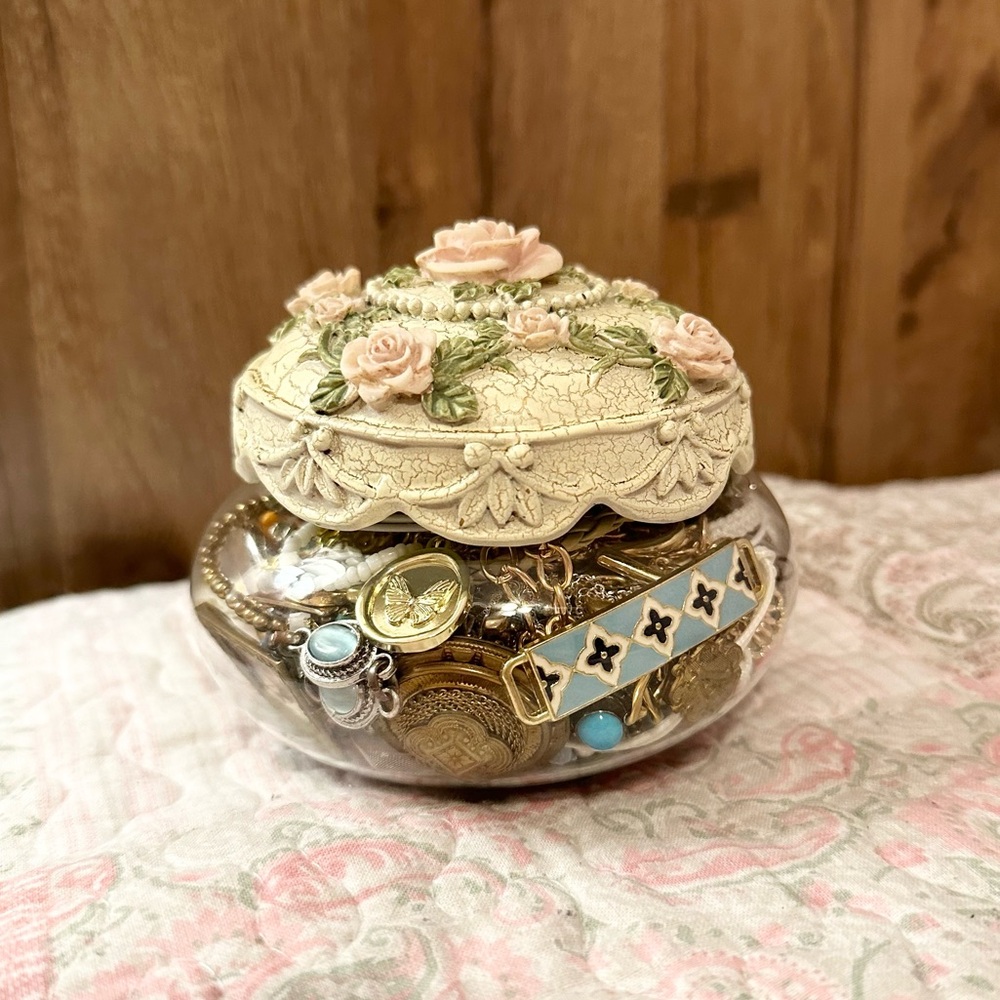 Jewelry Jar in Floral Trinket Box